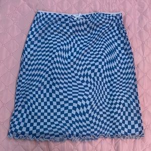 Blue checkered skirt